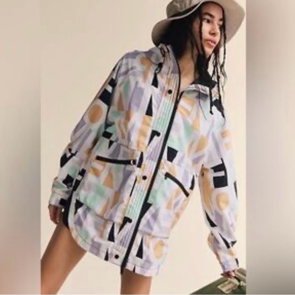 Free People movement singing in the rain Rain jacketColor Block Utility Jacket